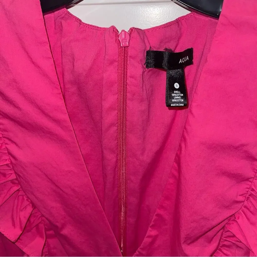 AQUA Ruffled Mini Dress Hot Pink Small - Picture 5 of 9